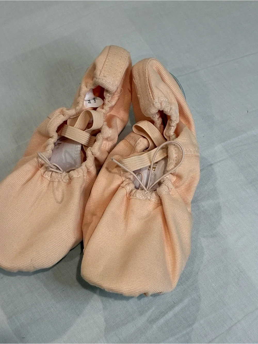 Women Ballet Shoes - Peach Pink Canvas Slip-Ons Size 8